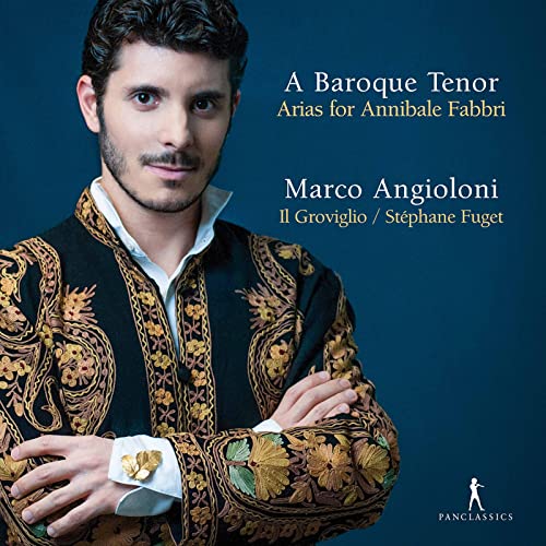 CD cover featuring portrait of tenor Marco Angioloni in ornate gold coat.