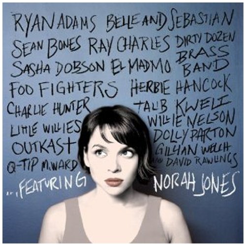 Norah Jones album cover with her portrait and featured artists' names in handwritten text.