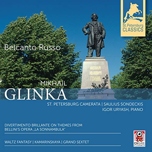CD cover for "Belcanto Russo" by Mikhail Glinka, featuring a statue.