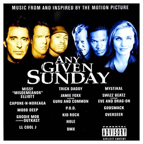“Any Given Sunday” soundtrack CD cover with group portrait of musicians.