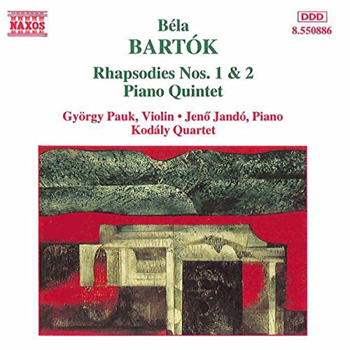 CD cover for Bartók’s Rhapsodies and Piano Quintet, abstract red and grey imagery.