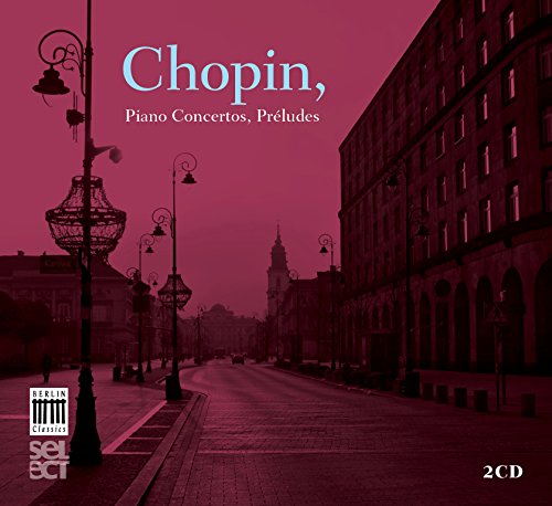 Red-toned album cover with "Chopin" in blue, depicting an empty city street scene.