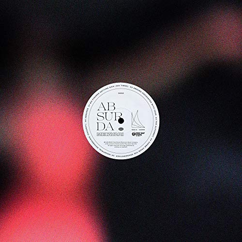 Vinyl record label with white text on a red and black background.