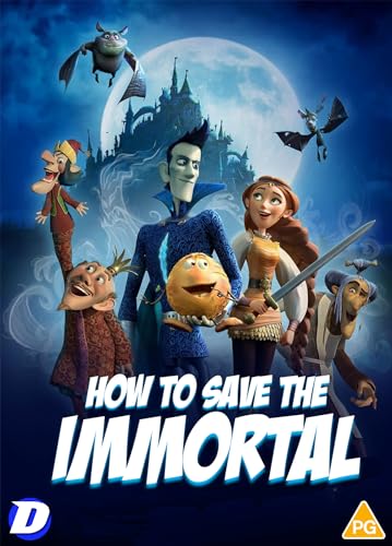 Animated movie poster featuring colorful characters before a castle and moon.