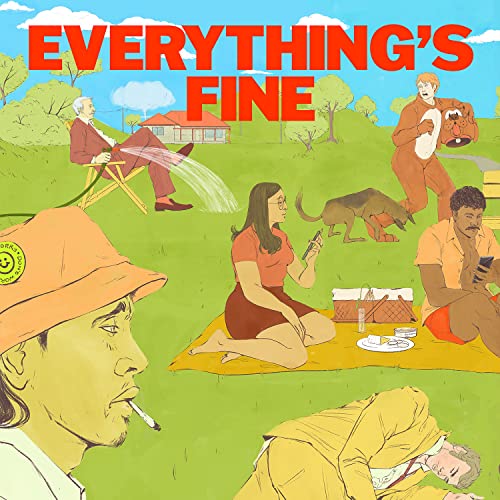 Album cover: illustrated people relaxing on a green lawn.