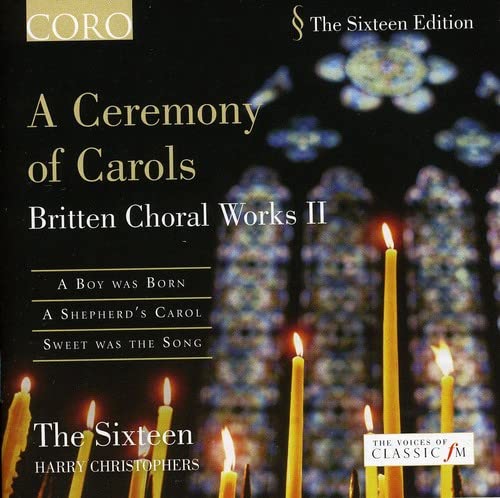 CD cover: "A Ceremony of Carols" by Britten, with candles and stained glass.