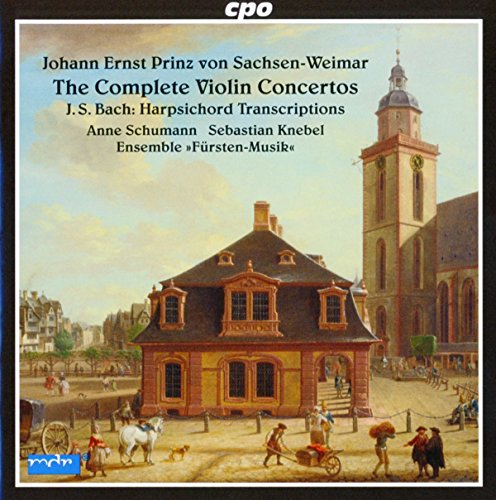 A CD cover featuring a 18th-century town scene with a church and buildings.