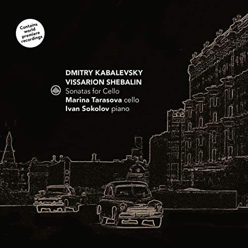CD cover with sketched cityscape and text: Kabalevsky & Shebalin Sonatas.