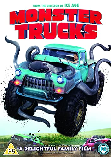 DVD cover for "Monster Trucks" featuring a teal monster truck with tentacles.