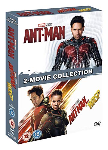 "White DVD case featuring Ant-Man and Ant-Man and the Wasp movie posters."