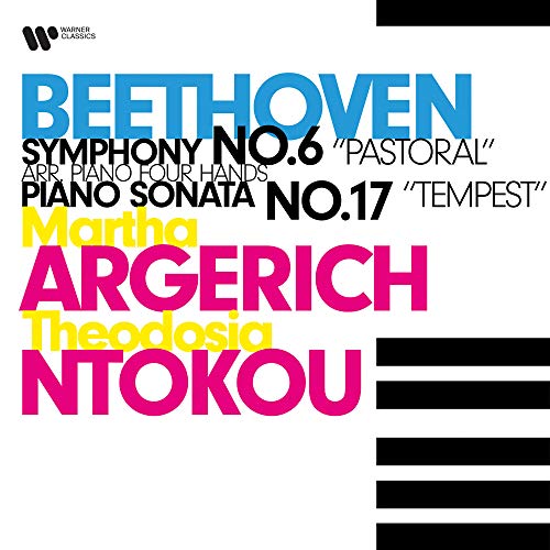 "CD cover featuring Beethoven's name in blue, with artists' names in yellow and pink."