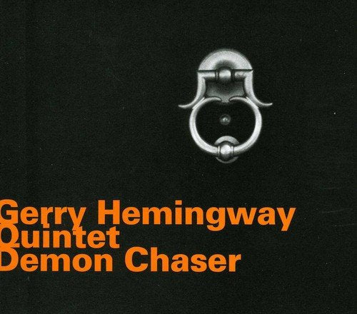 "Album cover with black background, silver door knocker, and orange text."