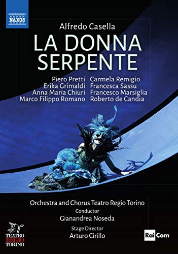 DVD cover for "La Donna Serpente" with a woman surrounded by snakes.