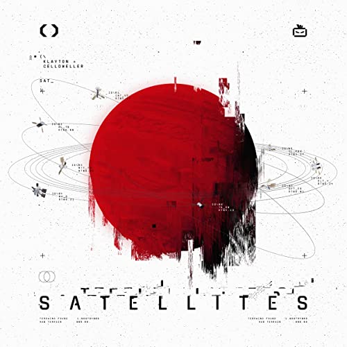 Celldweller “Satellites” album cover: red planet with orbiting lines and text.