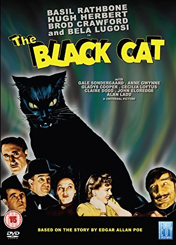 "DVD cover for 'The Black Cat' featuring a black cat and five people's faces."