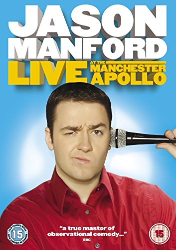 "Comedy DVD cover featuring Jason Manford holding a microphone, wearing a red shirt."