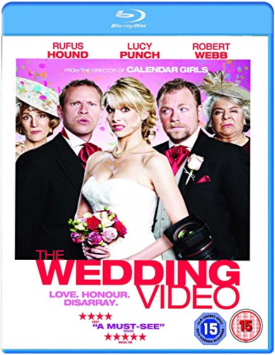 Blu-ray case for "The Wedding Video" with a bride and four groomsmen.
