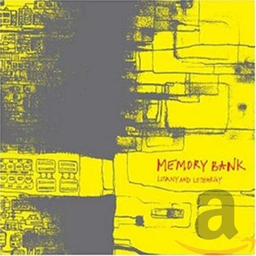Yellow and gray abstract CD cover for Memory Bank’s “Litany & Lethargy.”
