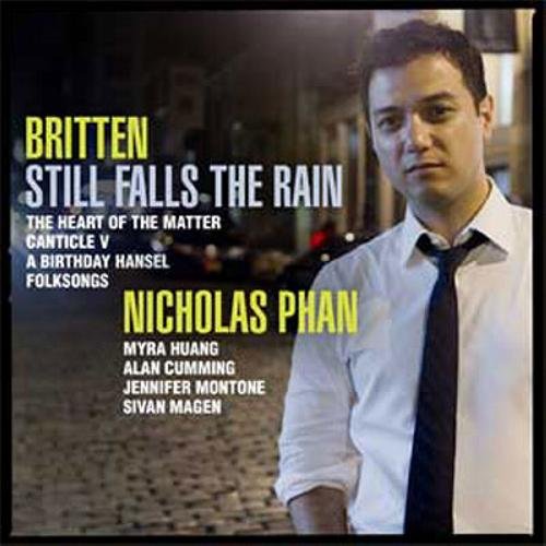 "Album cover featuring Nicholas Phan, a man in a white shirt and black tie."