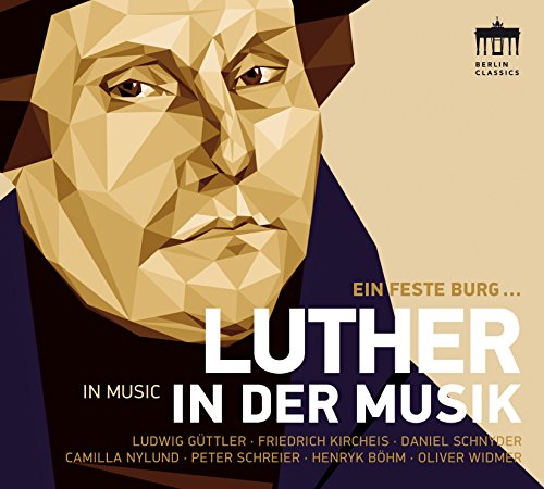 Alt text: A CD cover featuring a geometric portrait of Martin Luther on a beige background.
