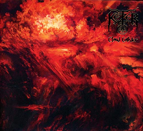 The image is a red and black abstract album cover with "Ketzer" and "Cloud Collider" text.
