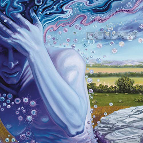 "Kansas album cover featuring a surreal, dreamlike illustration of a man and landscape."