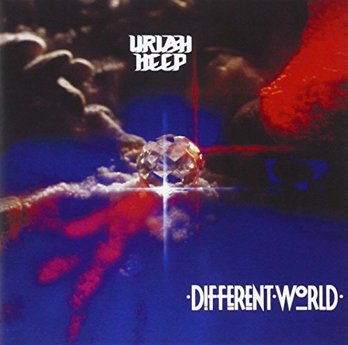 "Uriah Heep's 'Different World' CD cover featuring a diamond on dark, blue, and red background."