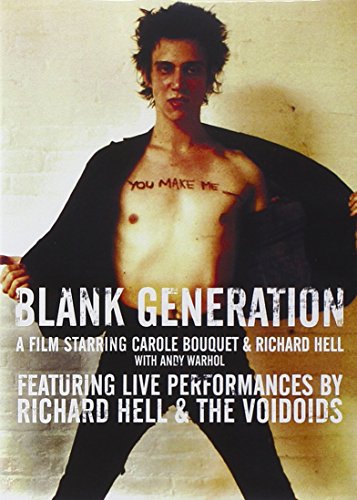Blank Generation" DVD cover featuring a shirtless man with text overlay.