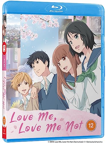 Anime Blu-ray cover featuring four young students standing together under cherry blossom trees.