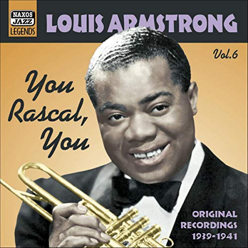 Louis Armstrong portrait holding a trumpet, album cover for "You Rascal, You.