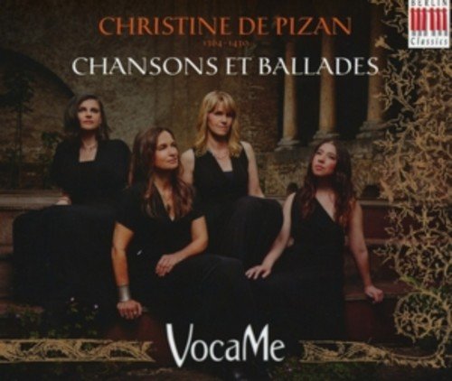 CD cover featuring four women in black dresses sitting on stone steps.