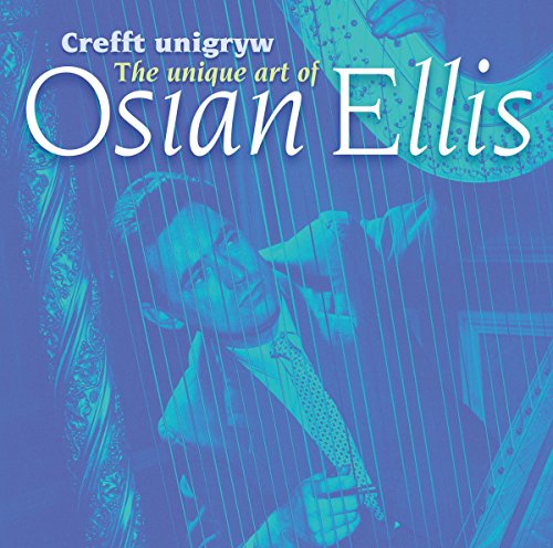 Osian Ellis playing a harp, album cover with blue tones.