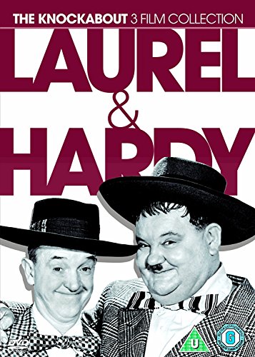 DVD cover featuring black and white image of Laurel and Hardy wearing hats.