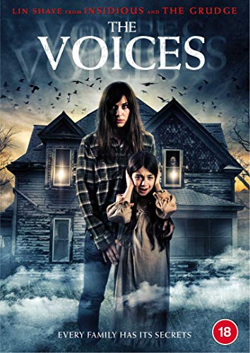 DVD cover for "The Voices" featuring a woman and girl in front of a house.