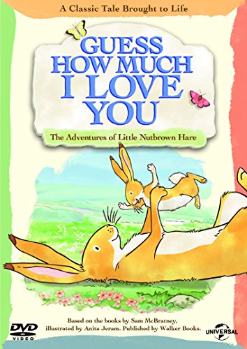 "Guess How Much I Love You" DVD cover featuring cartoon rabbits in a green landscape.