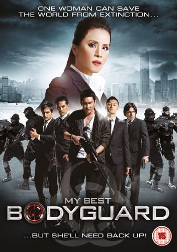 DVD cover for "My Best Bodyguard" featuring a woman and armed men.