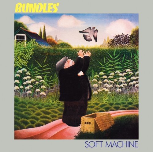 "Album cover art: man releasing a bird in a garden with flowers and hedges."