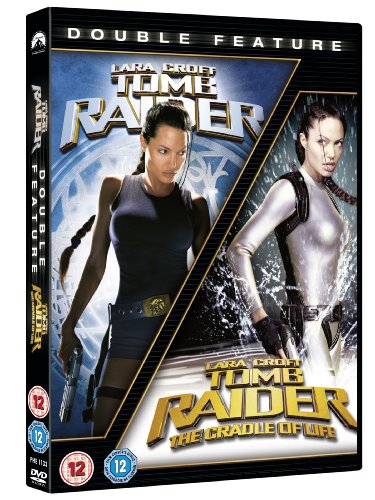 DVD cover featuring Angelina Jolie as Lara Croft in Tomb Raider 1 and 2.