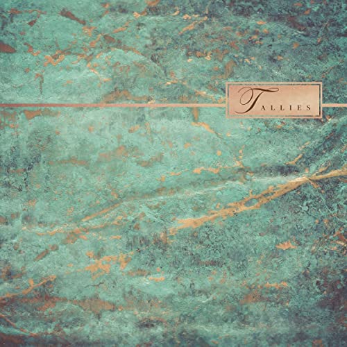 CD cover for Tallies’ “Patina” with textured teal and gold design.
