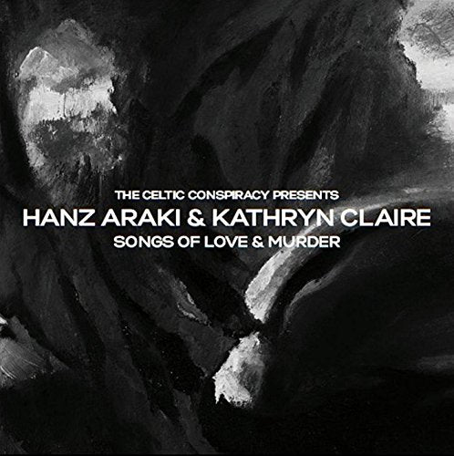 "Album cover with dark abstract painting and white text."