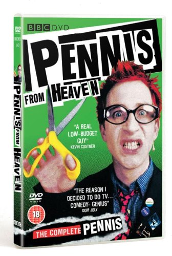 "Pennis From Heaven" DVD case with a man cutting his tie with scissors.