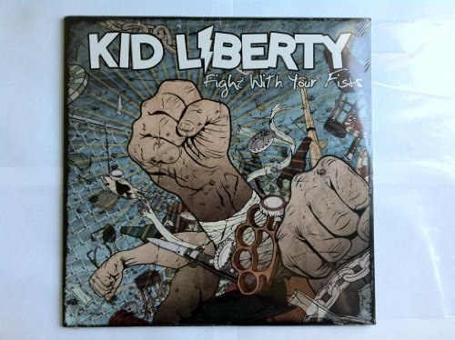 "Kid Liberty vinyl record cover featuring a cartoon fist with brass knuckles."