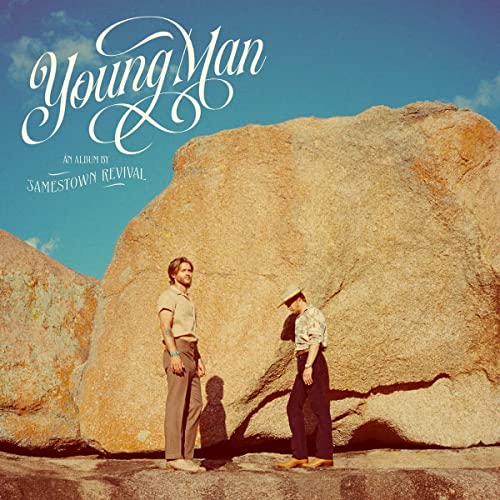 Album cover for Jamestown Revival’s “Young Man” featuring two men by rocks.