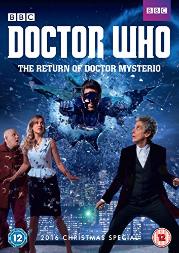 Doctor Who DVD cover featuring the Doctor, Nardole, and a superhero.