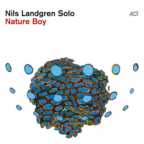Album cover for Nils Landgren’s “Nature Boy” featuring blue, textured artwork.