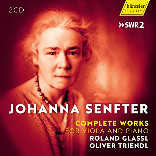 CD cover featuring portrait of composer Johanna Senfter, text, and logos.