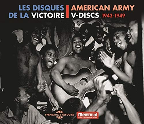 CD cover: Black and white photo of celebrating soldiers with a guitarist.
