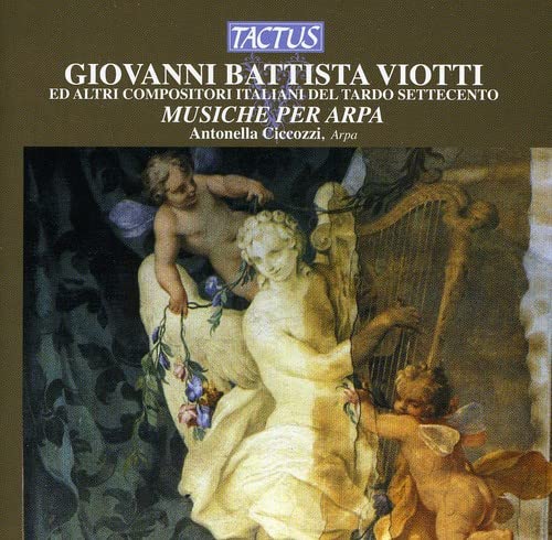 CD cover: classical painting of figures with a harp, text details.