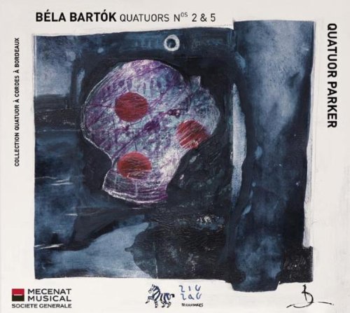 "CD cover with abstract blue and red artwork, white border, and black text."