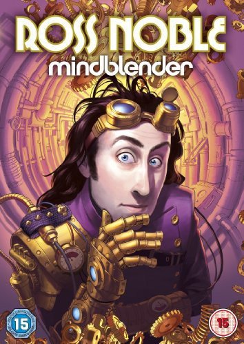 Ross Noble’s “Mindblender” DVD cover featuring a cartoonish comedian with gears.